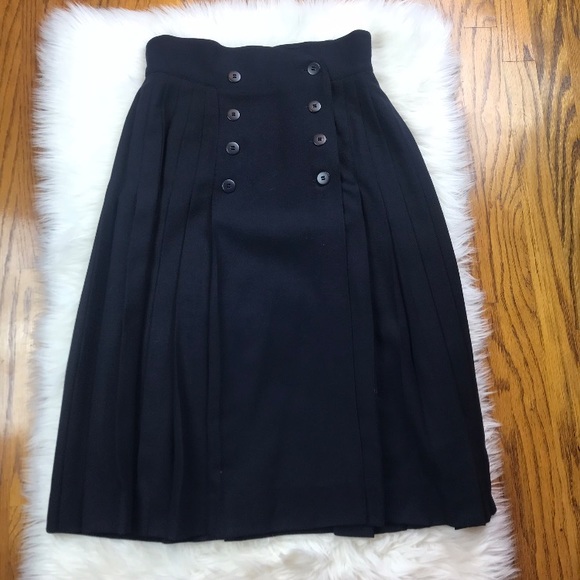 Escada Dresses & Skirts - Escada by Margaret Ley Navy Wool Pleated Skirt 40